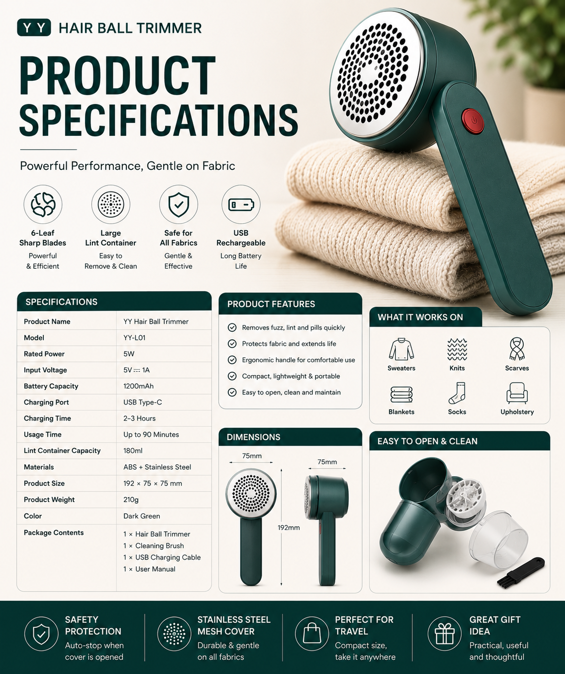 Wireless Rechargeable Lint Remover